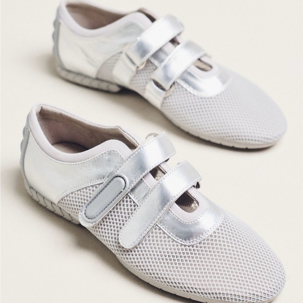 Silver Mesh Velcro Sneakers Cecelia Monroe